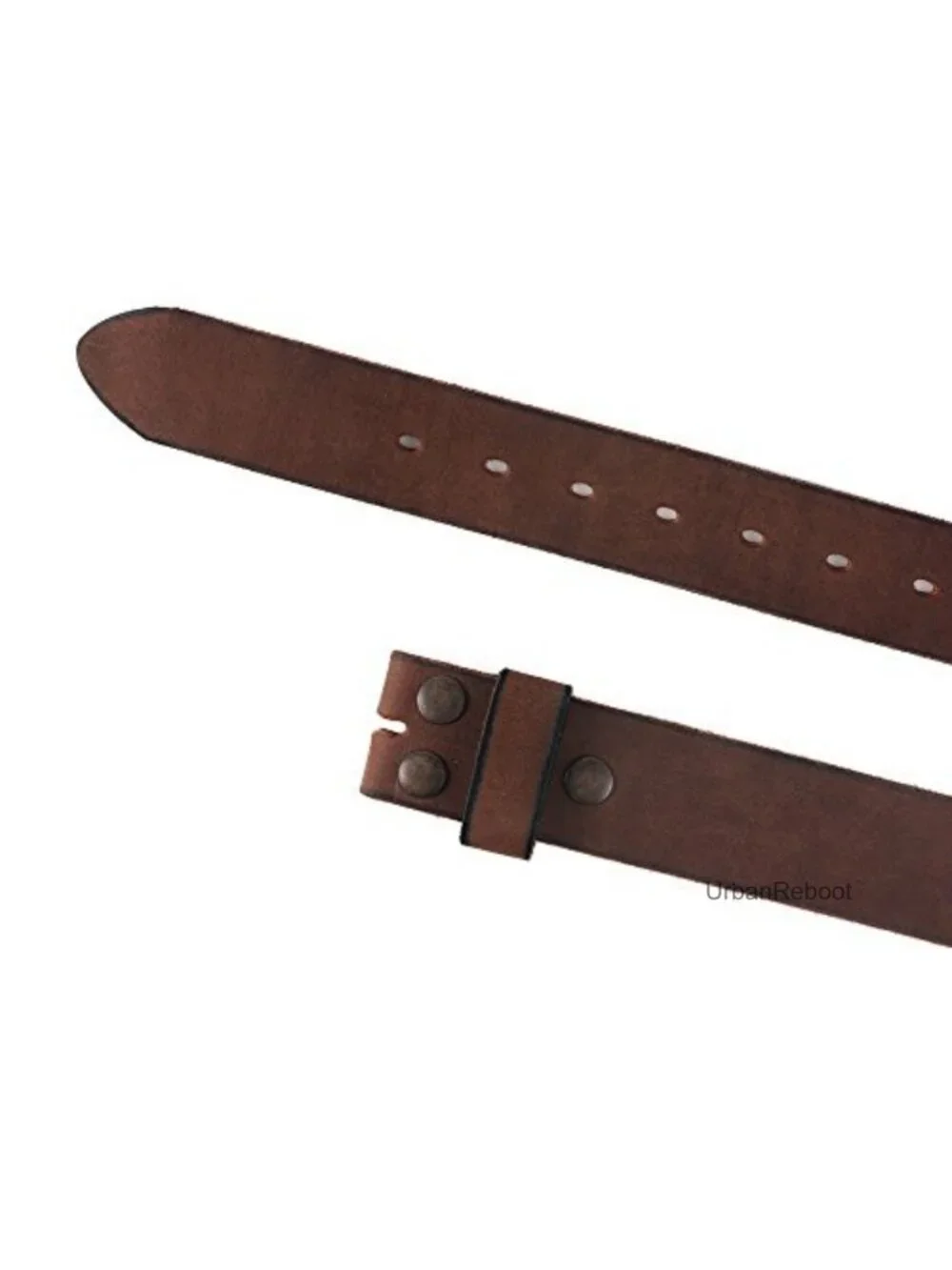 Men's Full Grain Leather Vintage Distressed Belt with Snap-On Strap 1.5